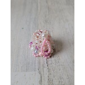 Mini pink‎ beaded Bell ornament Xmas decor handmade